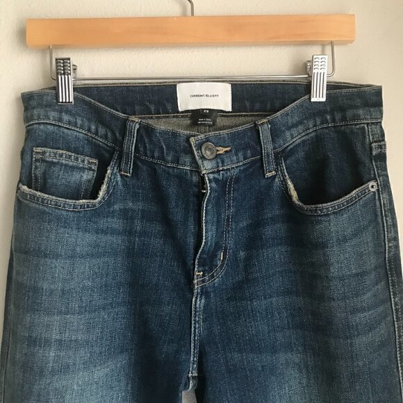 Current/Elliot Fan Kick Flare Distressed Raw Hem Jeans Size 29 - Picture 6 of 9